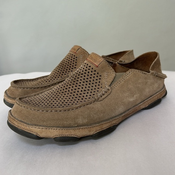 Olukai Moloa Kohana Casual Slip On Shoes Loafers Perforated Tan mens size 8 - Picture 10 of 10